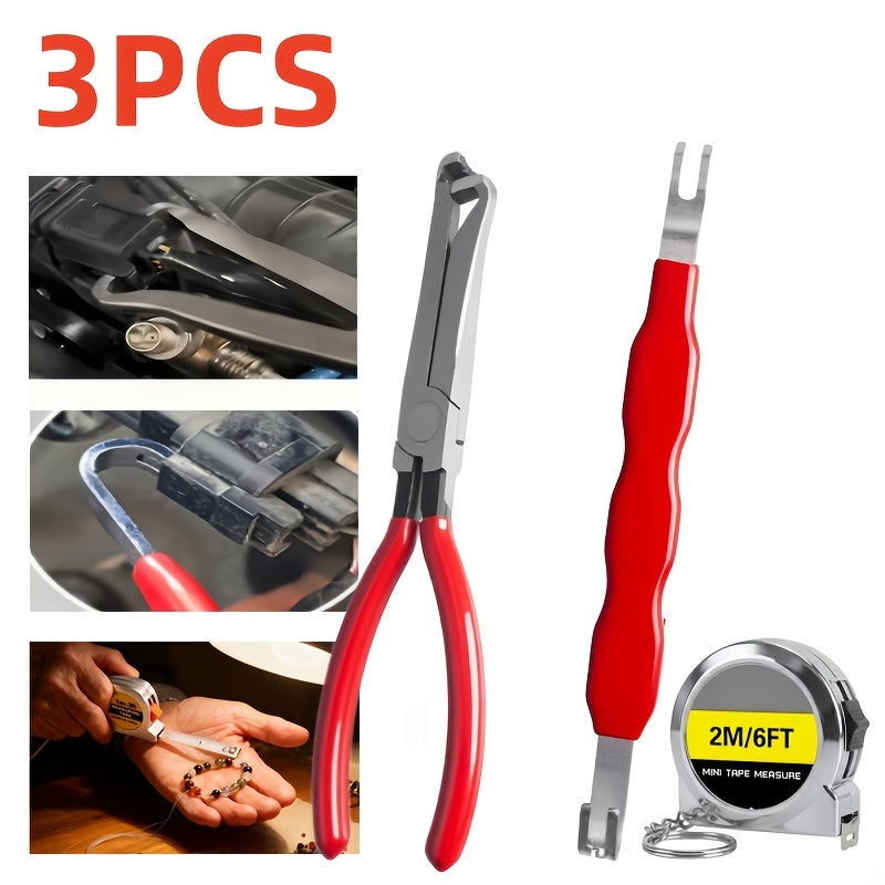 Automotive Electrical Connector Removal Tool Set, 3-Piece Disconnect Pliers Kit with Ruler, Terminal Separator for Car Fuel Line & Wiring Harness, Upgraded Connector Pliers