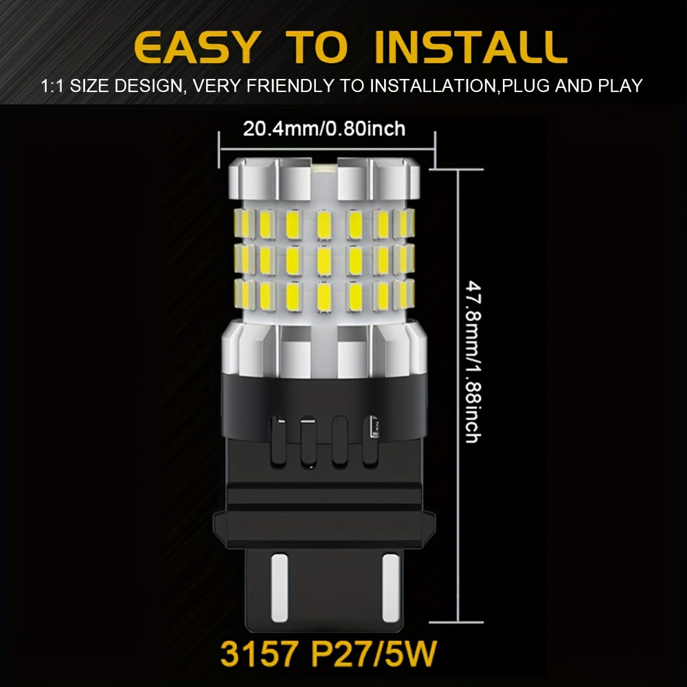 3157 LED Bulbs 2-Pack 4000LM 16W Super Bright for Brake Tail Stop Parking Reverse Turn Signal DRL Fits 3156 3057 4114 4157 P27/7W White Red Amber