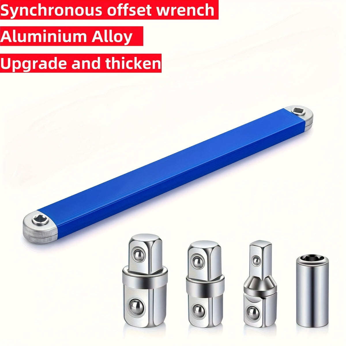 Offset Extension Wrench 15-Inch – Impact-Ready Socket Wrench with 1/4", 3/8" & 1/2" Square Drive Adapters for Tight Spaces