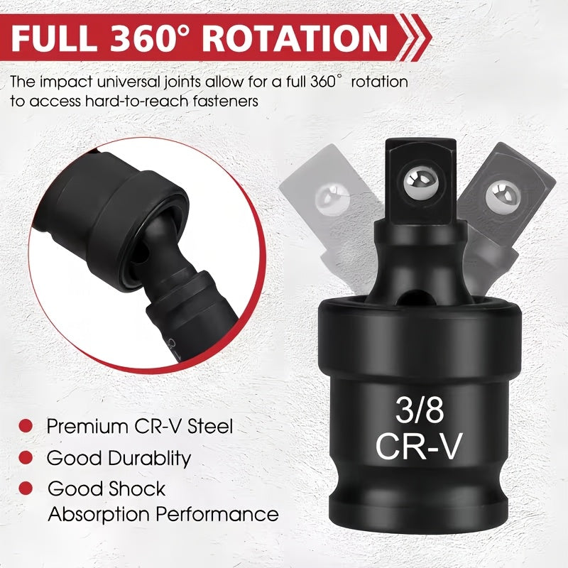 3/8 Inch Drive Impact Socket Set Metric 8-22mm SAE 5/16-3/4 in, 6-Point Cr-V, with Ratchet Handle Adapter & Storage Box, 15/50/92pcs Options
