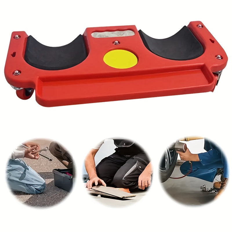Rolling Knee Pad Platform with Wheels, ABS Cushioned Kneeling Pad with Built-In Tool Tray, for Mechanics, Carpenters, Flooring & Car Repairs, 150+ lbs Capacity