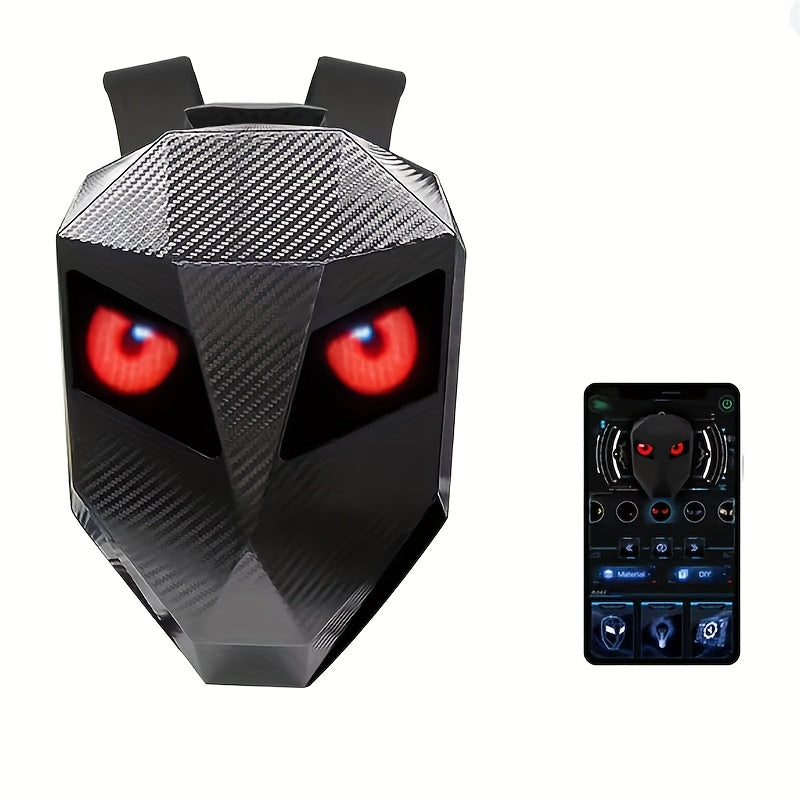 LED Motorcycle Backpack Smart Display – 48×48 Full-Color Dot Matrix, Hard Case Helmet Bag, USB-Powered, 19" Laptop Compartment for Riding Hiking Travel