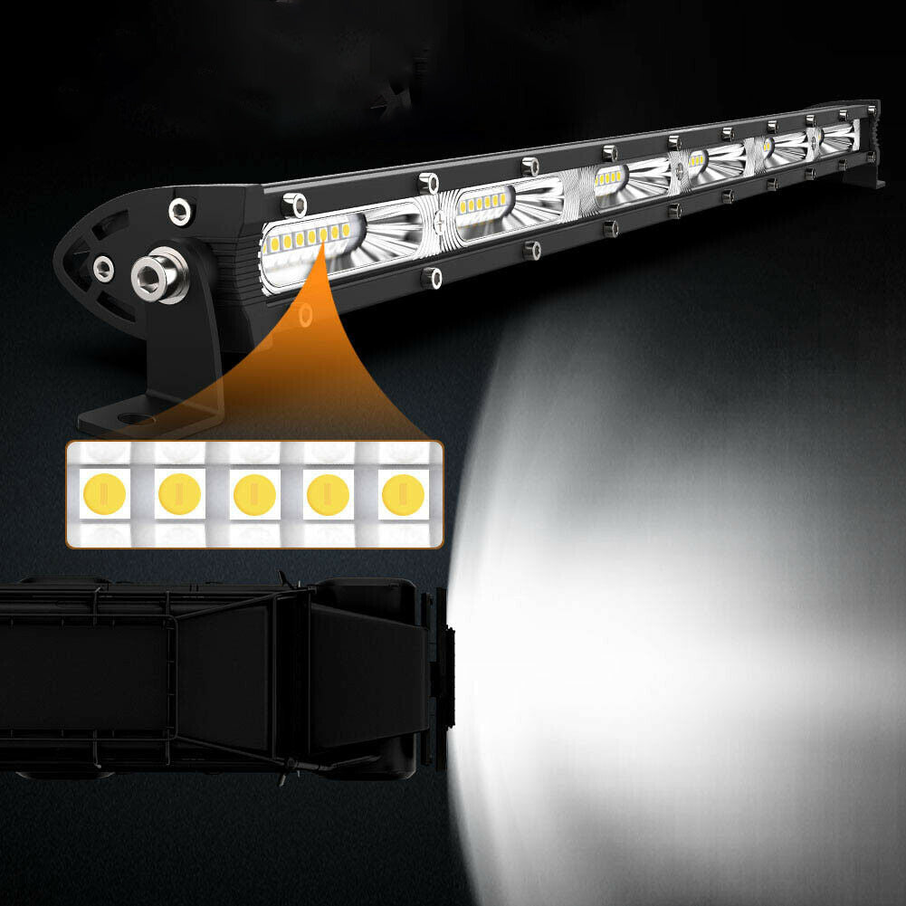 20 Inch LED Light Bar 180W Single Row – Ultra Slim Off-Road Work Lamp 12V/24V for ATV SUV Tractor Boat, 6000K White