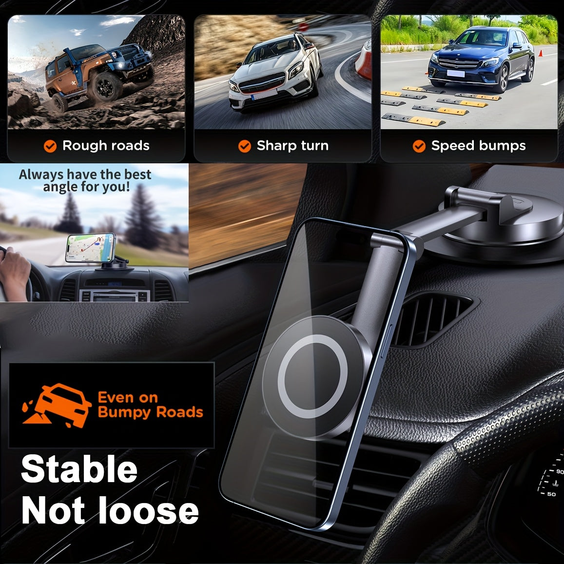 Magnetic Car Phone Mount – 360° Rotatable Dashboard Holder for iPhone & Smartphones | Strong Magnet Grip