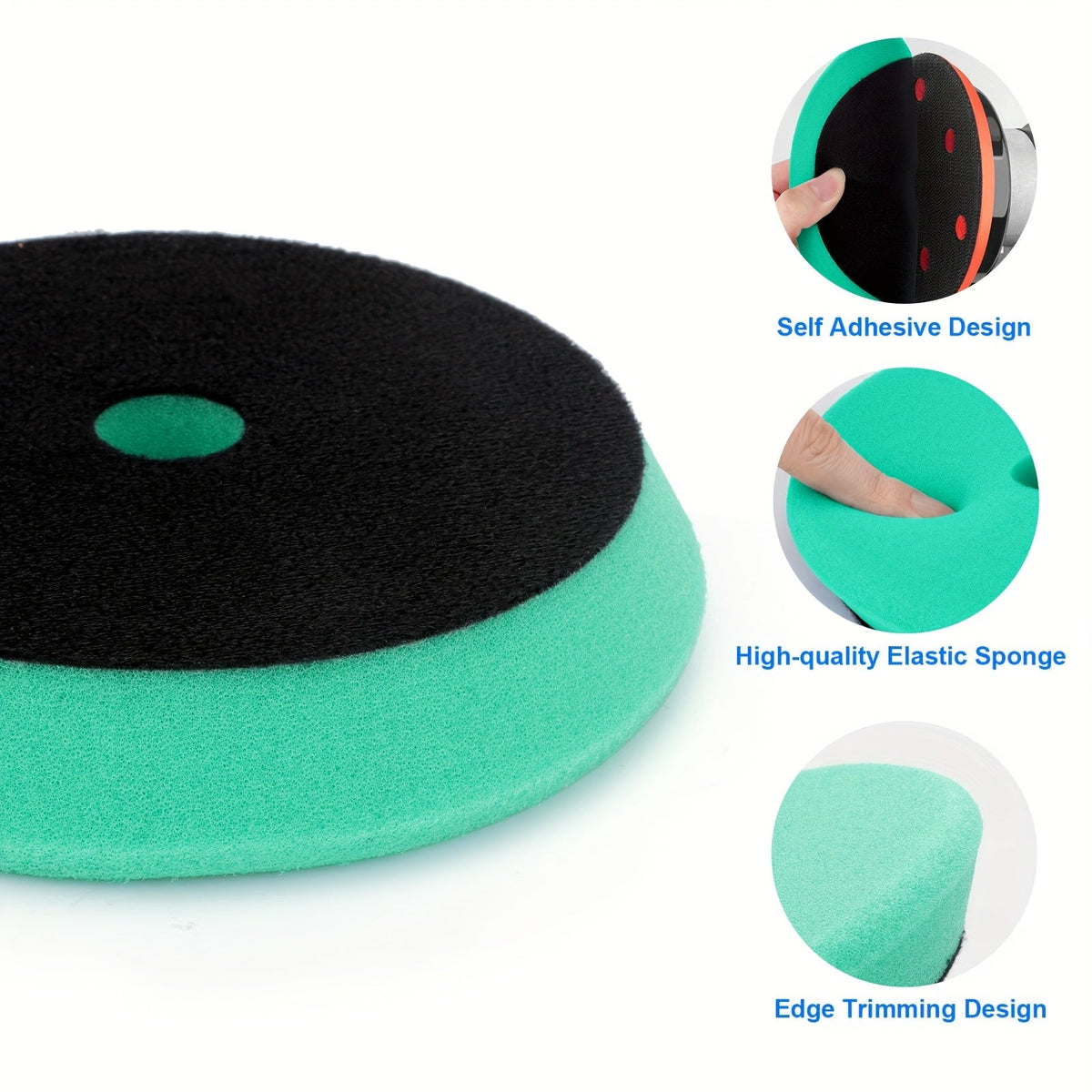 6-Inch Foam Buffing Pads 5-Pack – Beveled Edge Polishing Disc Set for Car Detailing | Sanding, Polishing & Buffing for Drill & DA Polisher