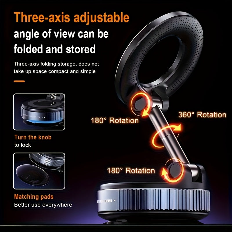 360° Rotating Magnetic Phone Holder – Foldable & Extendable Wall Mount for Car, Bathroom, Gym & Mirror | iPhone 16/15/12 Compatible, ABS, Black – 4-Pack