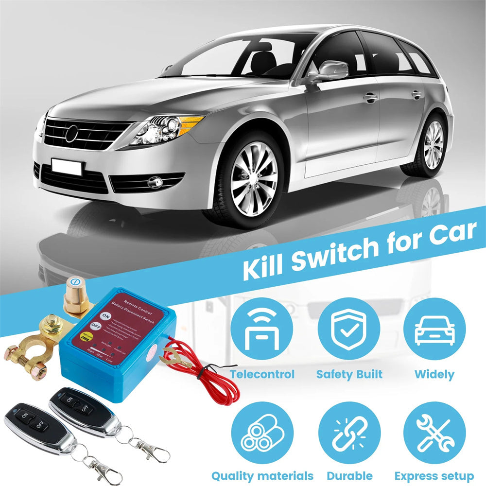 Remote Battery Disconnect Kill Switch 12V/24V 240A – Auto Cutoff at 11.8V, 433MHz Remote, Magnetic Latching, for Car, Truck, RV, ATV, Boat & Motorcycle