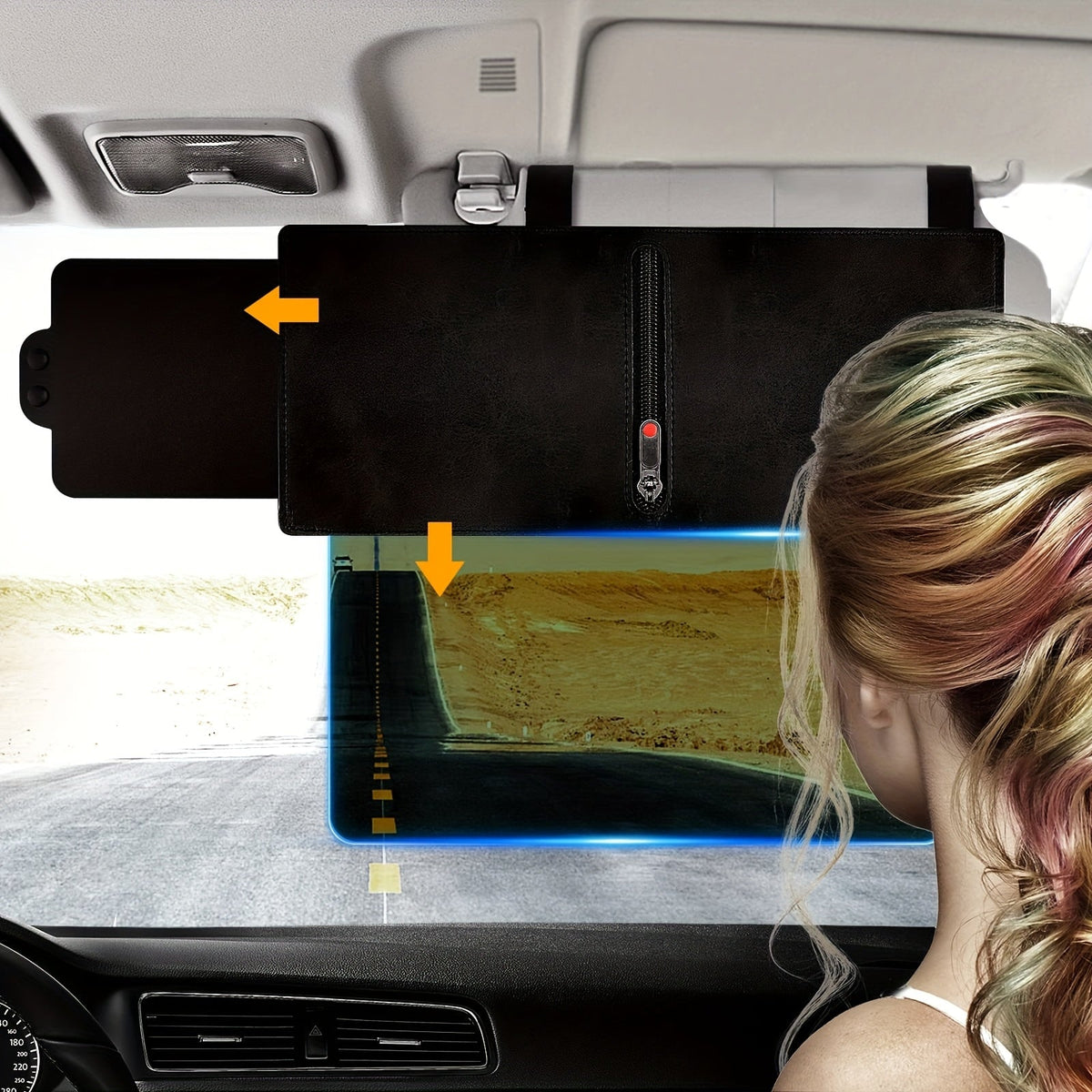 Sun Visor Extender Polarized PC Material Clip-On – UV & Glare Blocking | Driver & Passenger Side Adjustable Universal Fit Car SUV Truck