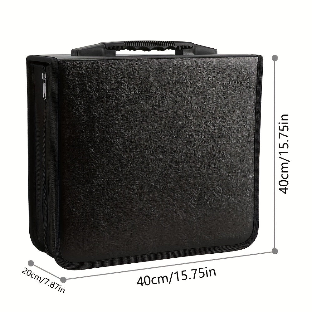 520-Slot CD DVD Holder Case PU Faux Leather – Large Capacity Disc Storage Bag with Zipper & Handle, Dust & Scratch Protection for Music, Movies & Games