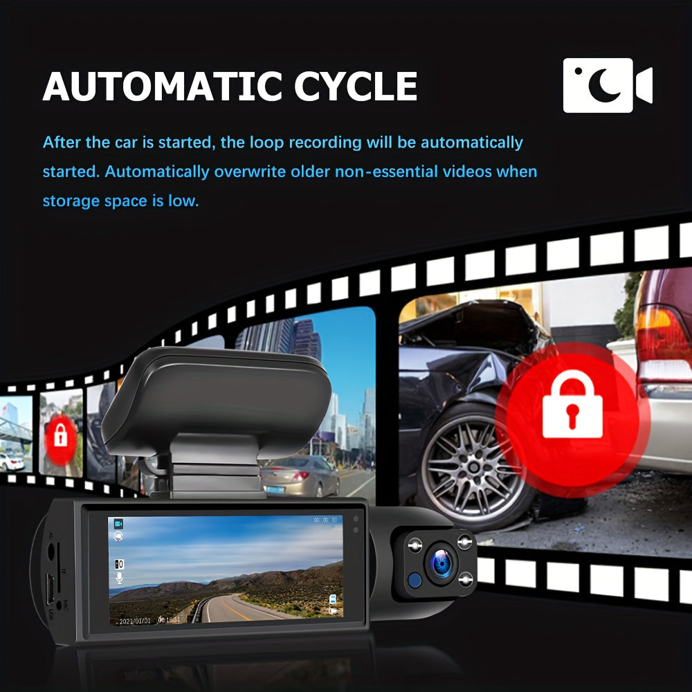 1080P Dual Dash Cam Front and Inside Car Camera, IR Night Vision Loop Recording, Wide Angle Dual Lens Dashboard DVR, Optional 32GB/64GB Card, 2" or 3.16" Screen