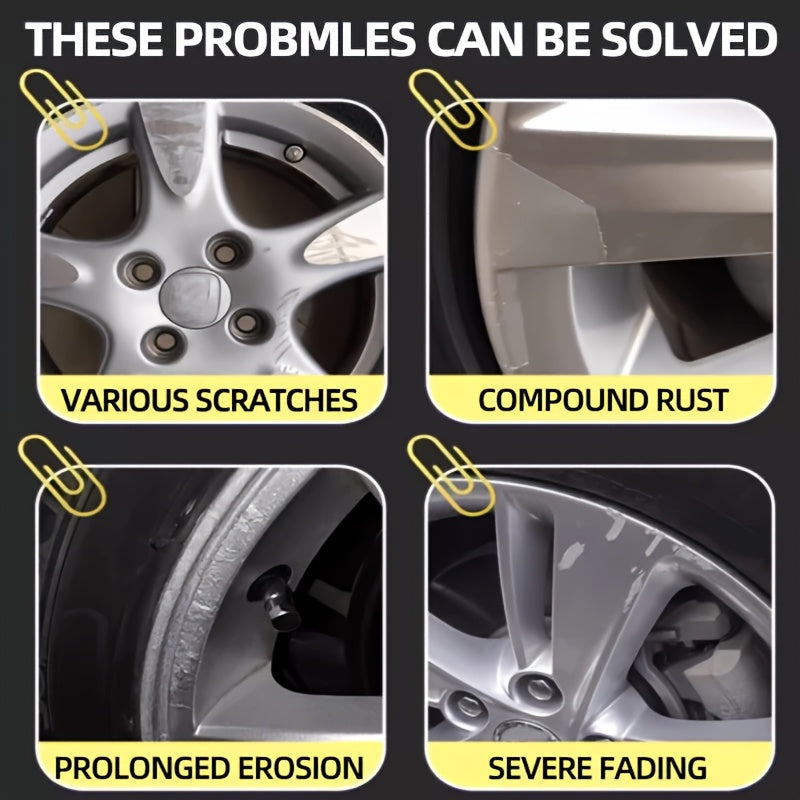 Car Wheel Scratch Repair Kit – Rim Refinishing Polish for Aluminum & Steel Wheels | Metal Shine Restorer with Protective Layer