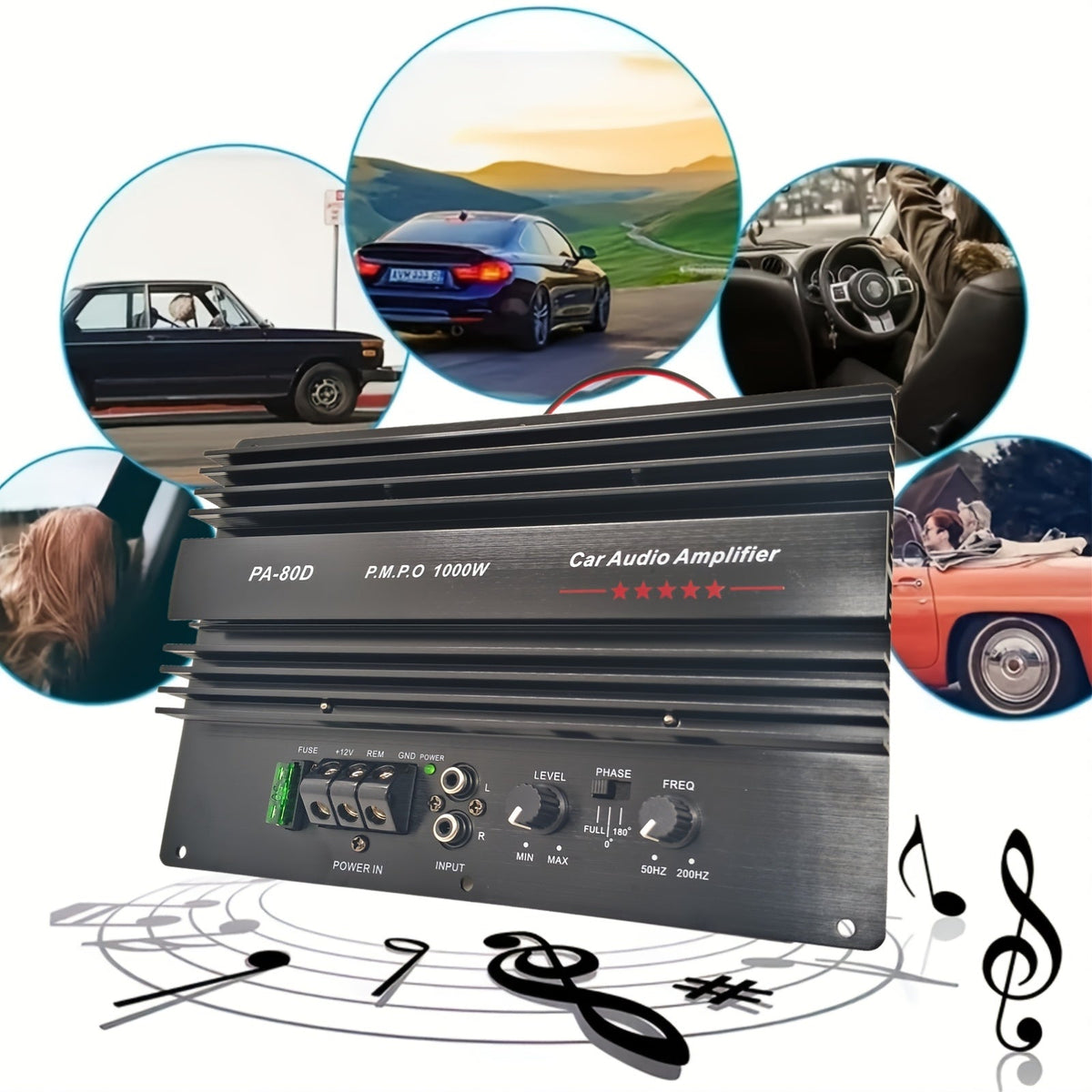 Car Subwoofer Amplifier Board 1000W Peak 600W RMS – PA-80D | 12V Mono Bass Amp for 8" 10" 12" Speakers | 0.01% THD