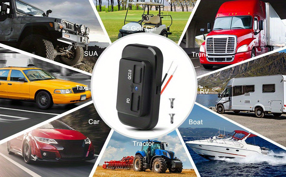 RV USB Socket Dual Fast Charging PD 3.0 USB-C & QC 3.0 USB-A | 12V 24V Car Charging Adapter for RV, Boat, Motorcycle & Camper – 2-Set