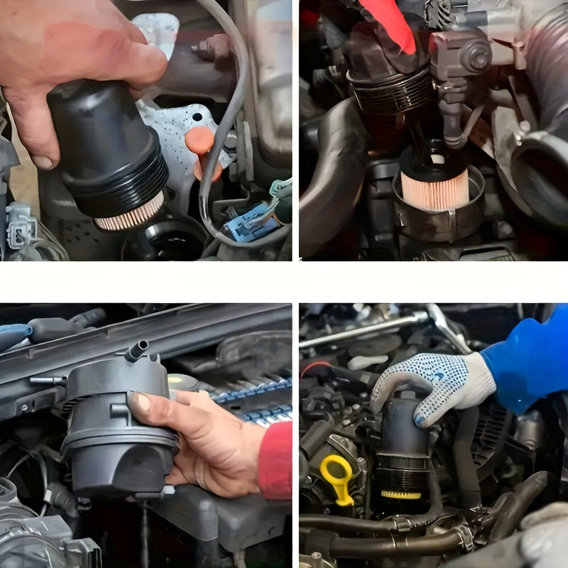 Adjustable Oil Filter Wrench Universal Two-Jaw Reversible U-Shape Hex Socket Drive Black Metal with Adjustment Knob for Engine Oil Change