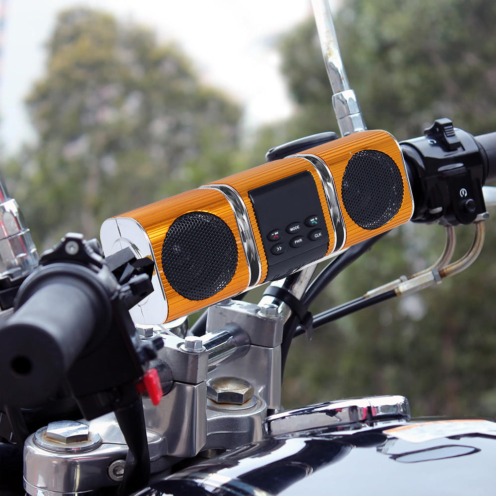 Motorcycle Sound Bar with Built-In Amplifier 12V Wireless Stereo MP3 Player Handlebar Mount for Motorcycle ATV UTV Scooter Off-Road Bike USB Input Button Control