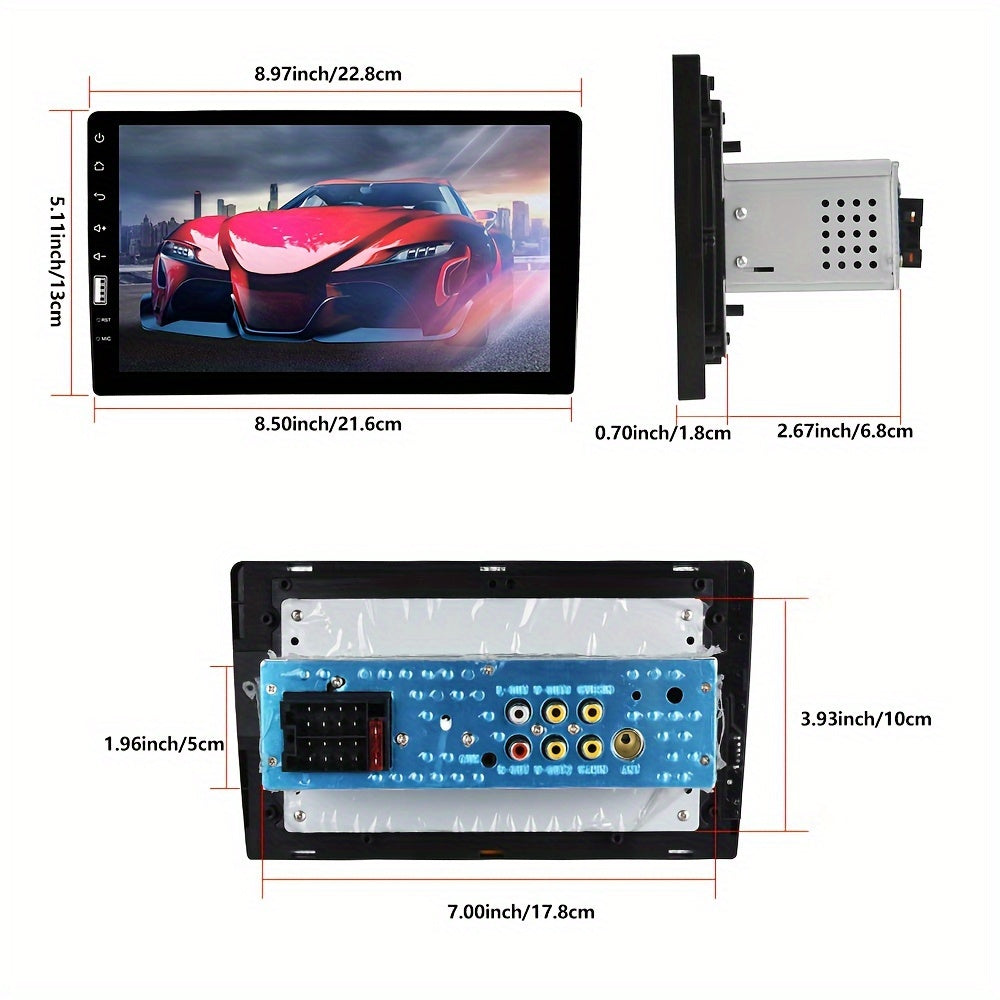 Hikity 1 DIN Car Stereo 9-Inch HD Touch Screen, MP5 Player, USB TF Card, Universal Autoradio Multimedia — Optional Rear View Camera