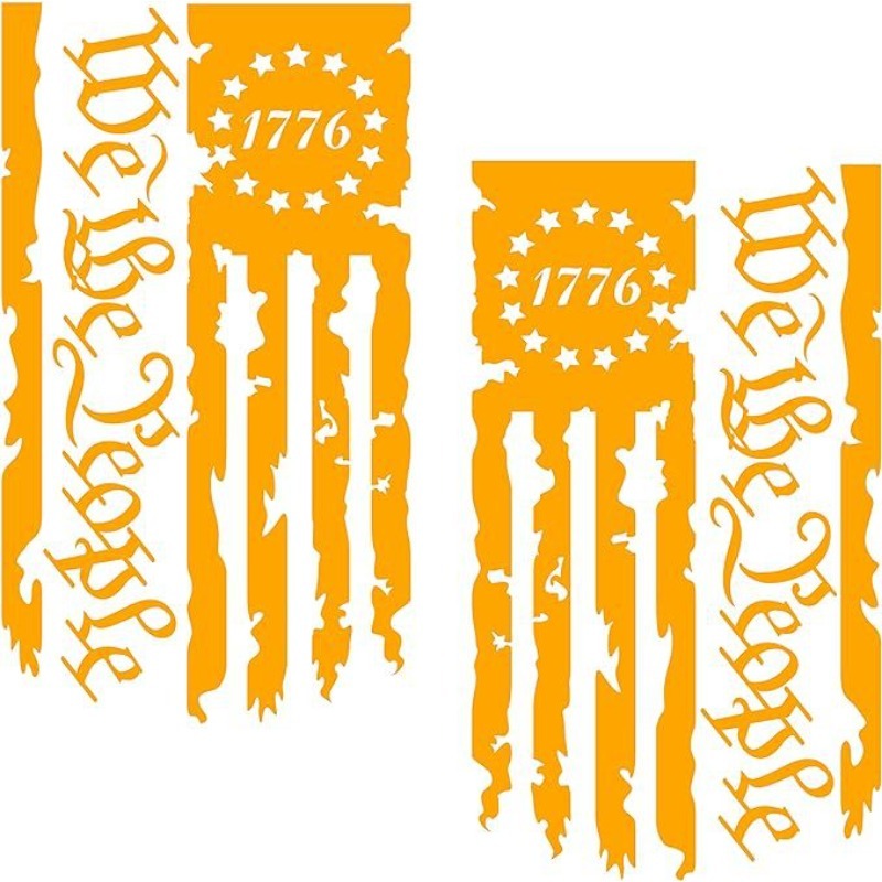 We The People American Flag Vinyl Stickers 2pcs – USA 250th Anniversary Patriot 1776 Decals for Truck Tailgate Car Window Home, Black White Red