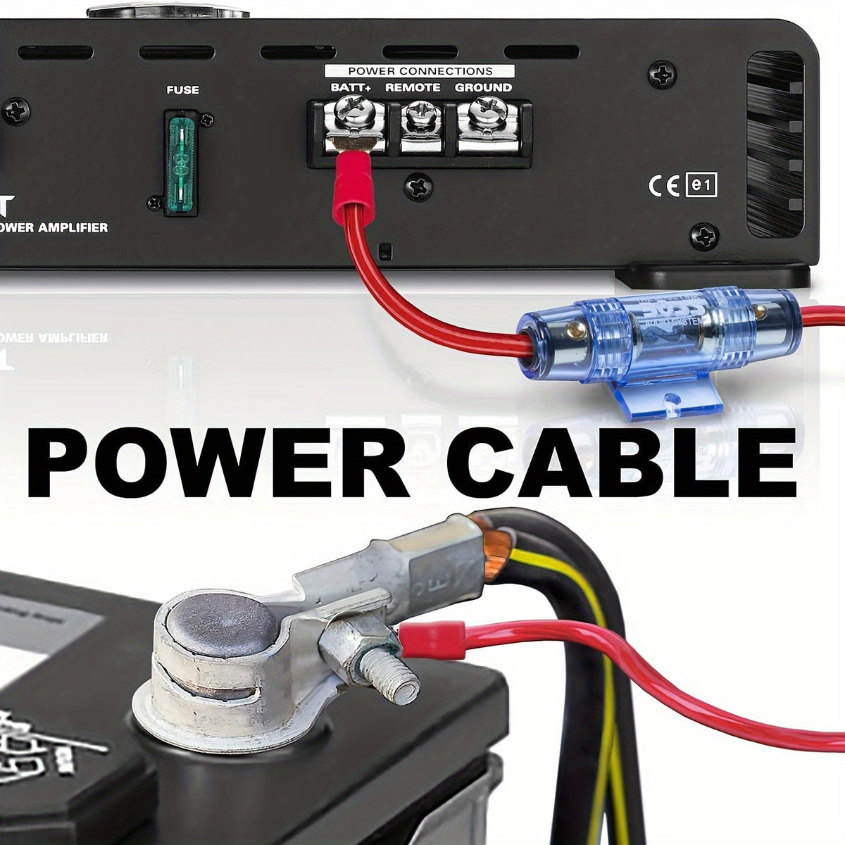10 Gauge Car Amplifier Wiring Kit – BL-8 | Copper Core Power & RCA Audio Wire for Car Audio & Subwoofer Installation | ≤36V