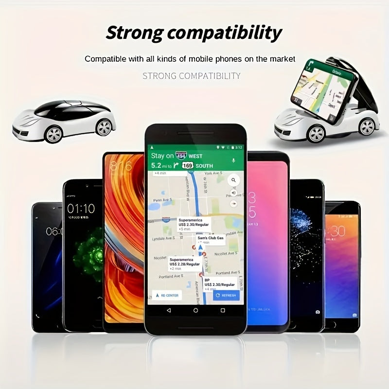 Foldable Car Phone Holder 2-Pack, 360° Rotating Universal Dashboard Phone Mount, Compact Adjustable Cell Phone Stand for Car, Portable Hands-Free Cradle for iPhone Android Smartphones
