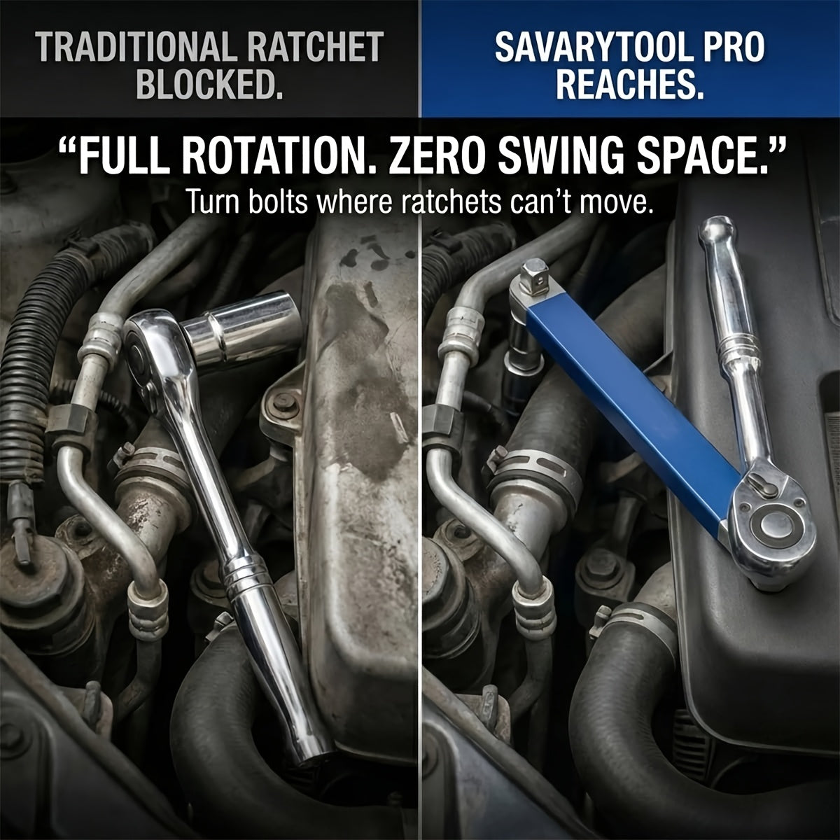 Zero Offset Extension Wrench Set 15 Inch Impact-Ready with 3/8 Ratchet & 1/2 1/4 3/8 Square Drive Adapters for Tight Spaces & Auto Repair