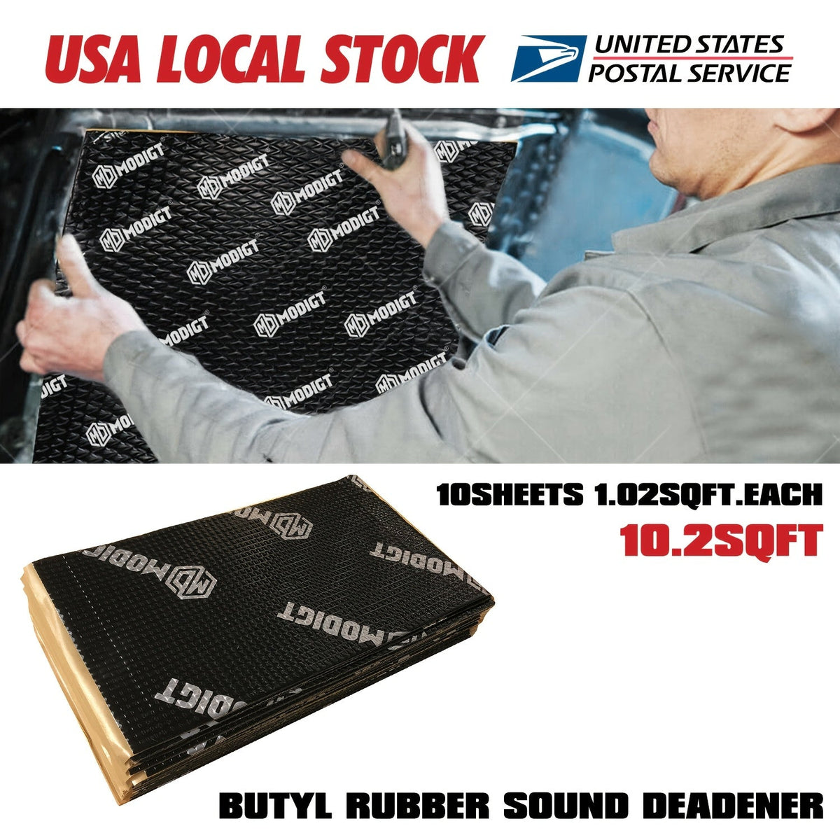 Butyl Sound Deadener Mat 10-Pack 10"x15" – Noise Insulation, Vibration Dampening & Heat Shield for Car, SUV, Truck, Van & RV