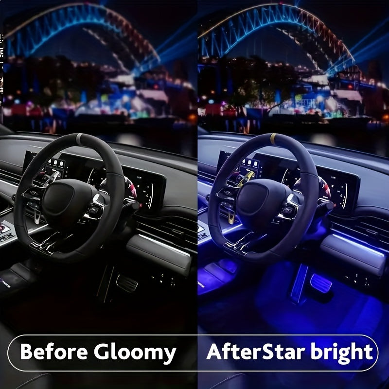 Car Interior LED Strip Lights RGB 48LED USB Powered Music Sync Remote Control Colorful Underfoot Ambient Lighting for Car SUV Truck 4pcs Set