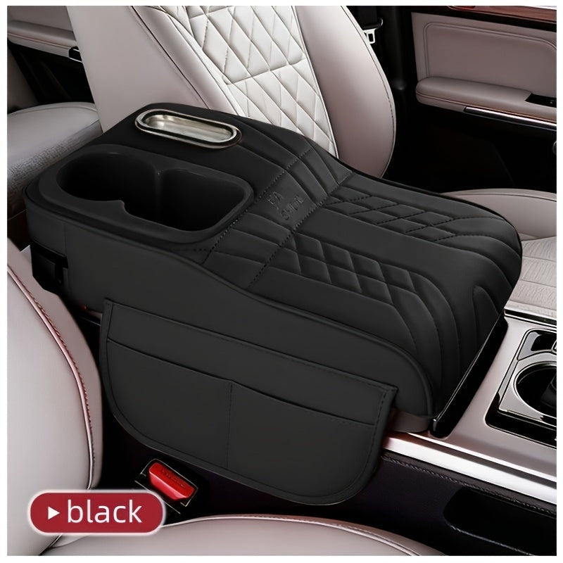 Car Center Console Organizer Tray with Cup Holder & Tissue Box – Multi-Color Non-Slip Storage Mat for Vehicle Interior
