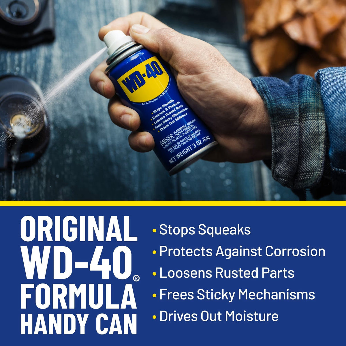 WD-40 Multi-Use Product 2.75 oz Pack of 4 Lubricant Rust Remover Moisture Displacer for Car Tools Metal Surfaces Home Garage