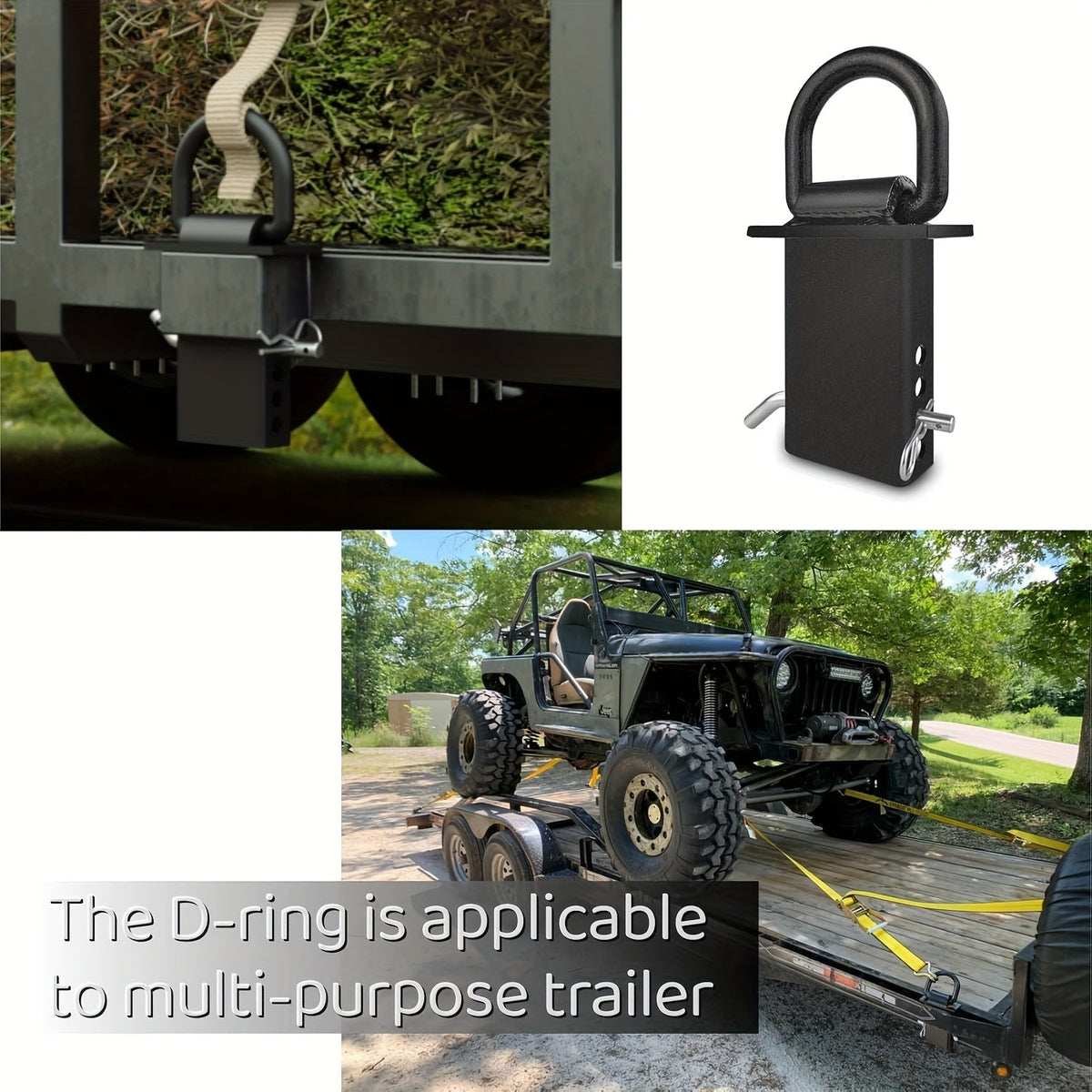Stake Pocket D-Ring Tie Down Anchors Heavy Duty 12000LBS for Flatbed Trailer Truck Cargo – 6 or 8 Pcs with Hitch Pin & Anti-Slip Gloves