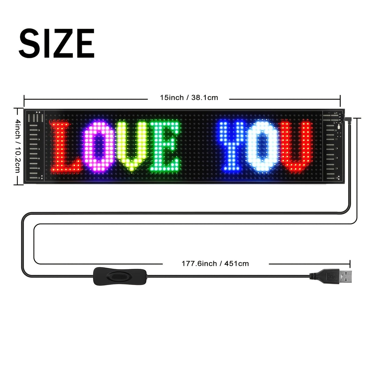 Programmable LED Car Sign 15x4in – Flexible Matrix Pixel Panel, USB Powered, App & Remote Control, DIY Animation & Text Display