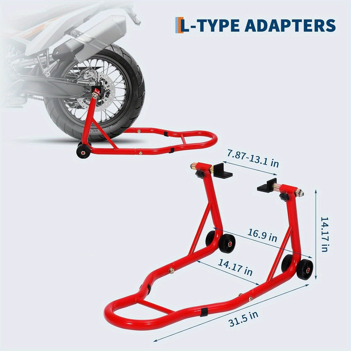 Motorcycle Paddock Stand Front & Rear Combo 900 Lbs - Universal Lift Stands for Yamaha Honda Suzuki BMW Kawasaki, Heavy Duty Steel, Black Red Yellow