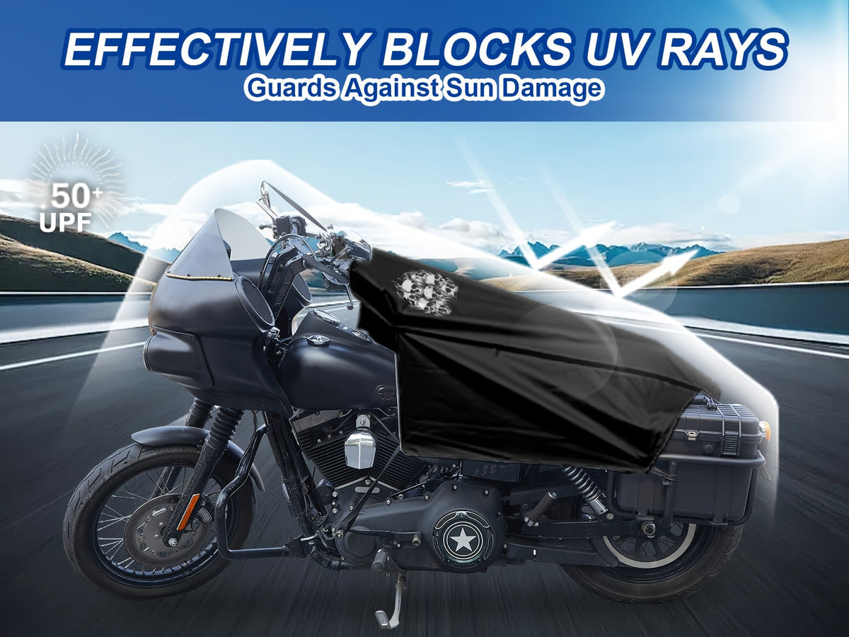 Motorcycle Seat Cover Waterproof 300D Oxford Cloth Half Cover – Rain Snow UV Protection for Touring Cruiser Bikes M 43in L 51in with Storage Bag