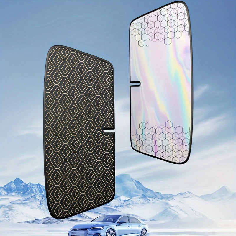 Car Windshield Sunshade 5-Layer Laser Insulation - Thickened UV Heat Blocker, Diamond Pattern, Fits Toyota Sienna Tundra Ford F150 & Universal Sizes, Gold Black