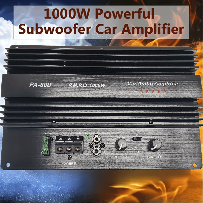 Car Subwoofer Amplifier Board 1000W Peak 600W RMS – PA-80D | 12V Mono Bass Amp for 8" 10" 12" Speakers | 0.01% THD