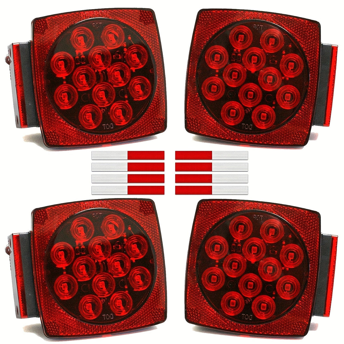 12V LED Trailer Tail Lights – Square Stop, Turn Signal, Brake & License Plate Light Kit for Trailers Under 80", Boat, RV, Camper & Utility Trailer