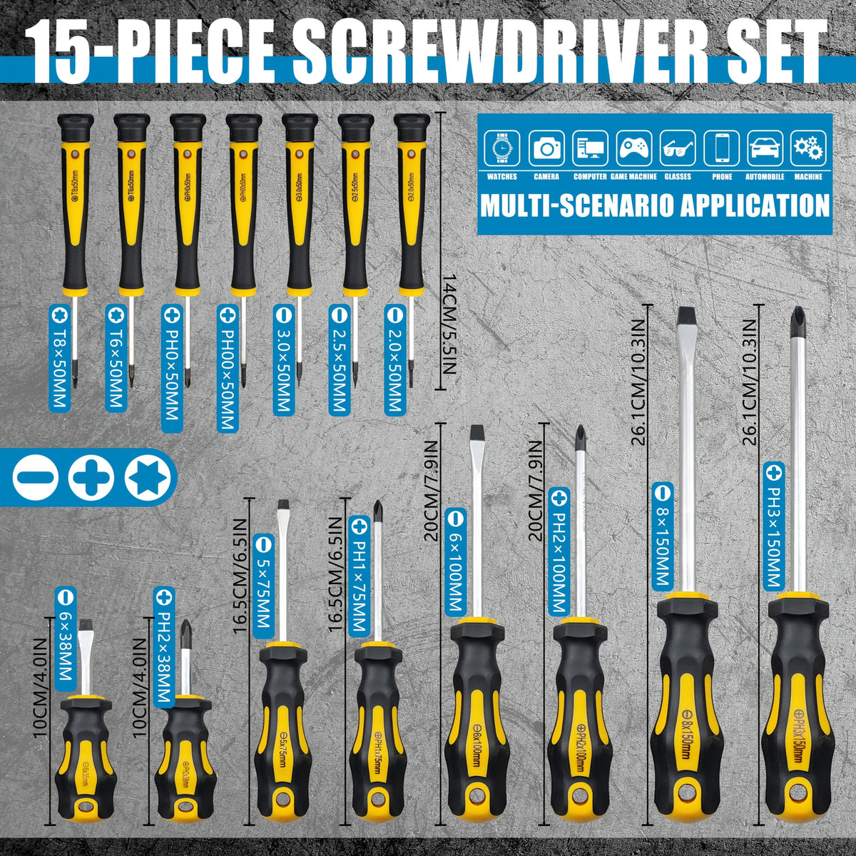 Precision Screwdriver Set 43/83/88Pcs, Chrome Vanadium Steel Magnetic Bits, Slotted Phillips Hex Torx, Professional Repair Kit with Storage Case for Electronics Watch Phone