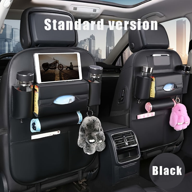 Car Rear Seat Organizer Storage Box – Multi-Function Console with Foldable Table, Footrest, Cup Holder, Tissue Box, Laptop Base & Dining Tray