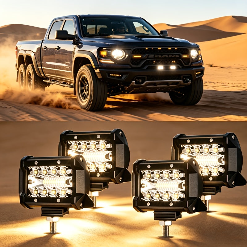 LED Work Light Bar 4.3/6.3 Inch Super Bright Spot Flood Combo for Motorcycle Off-Road Truck ATV UTV SUV Pickup 4x4 Marine Boat Night Driving Auxiliary Fog Light