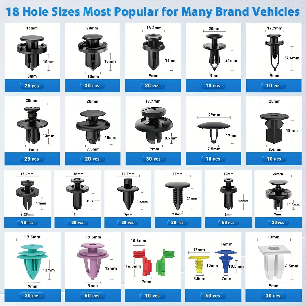 Car Body Clips & Fastener Kit 680+45pc | Universal Automotive Bumper Door Panel Trim Clips Push Fender Rivet Expansion Screws with Removal Tools