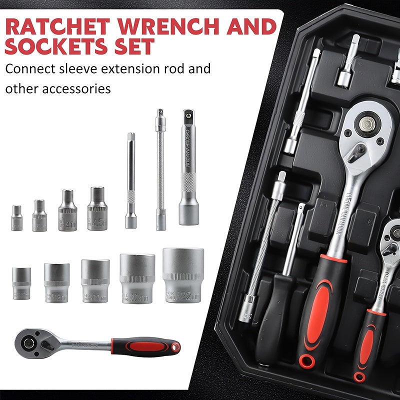 Professional Tool Set 52pcs Portable Toolbox Multi-Function Home Car Repair Kit for DIY Enthusiasts Mechanics Gift White Black