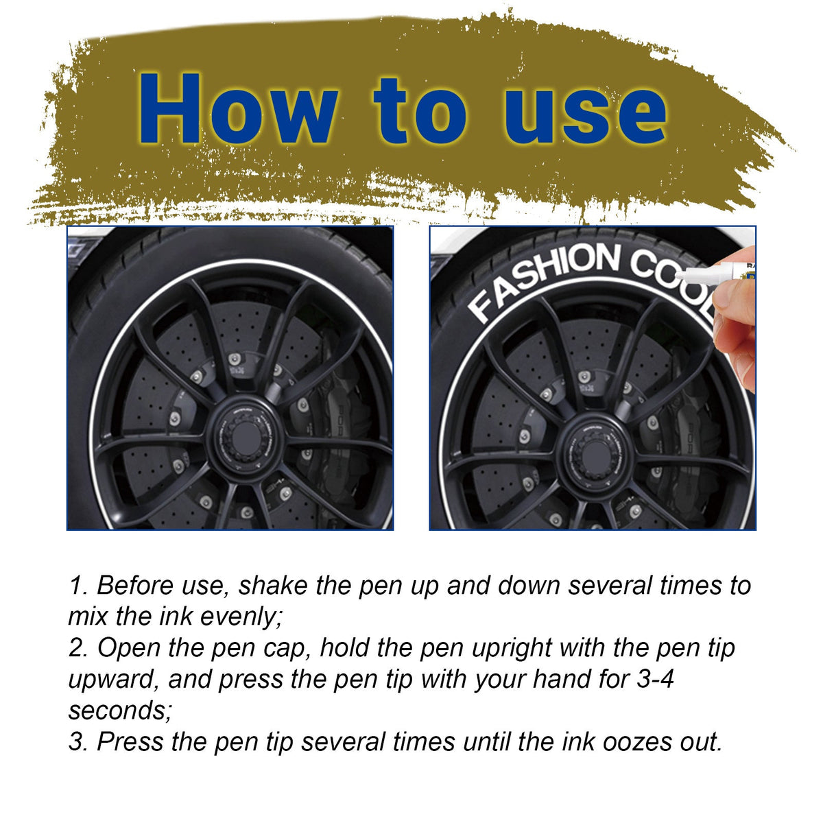 Tire Marker Pens Waterproof Paint Markers for Car Tires, Quick-Dry Permanent Tire Lettering Pens with Medium Tip, Weatherproof Marker Set for Vehicle Tires Rubber Metal Wood