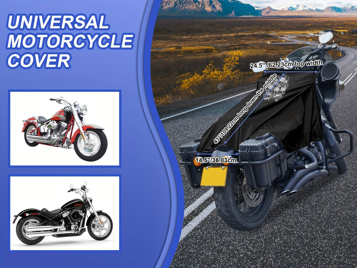 Motorcycle Seat Cover Waterproof 300D Oxford Cloth Half Cover – Rain Snow UV Protection for Touring Cruiser Bikes M 43in L 51in with Storage Bag