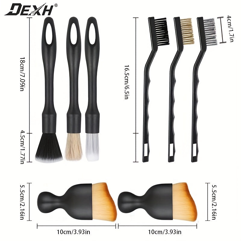 Car Detailing Brush Set 8pcs – Interior, Wheel, Air Vent & Engine Cleaning Brushes Kit