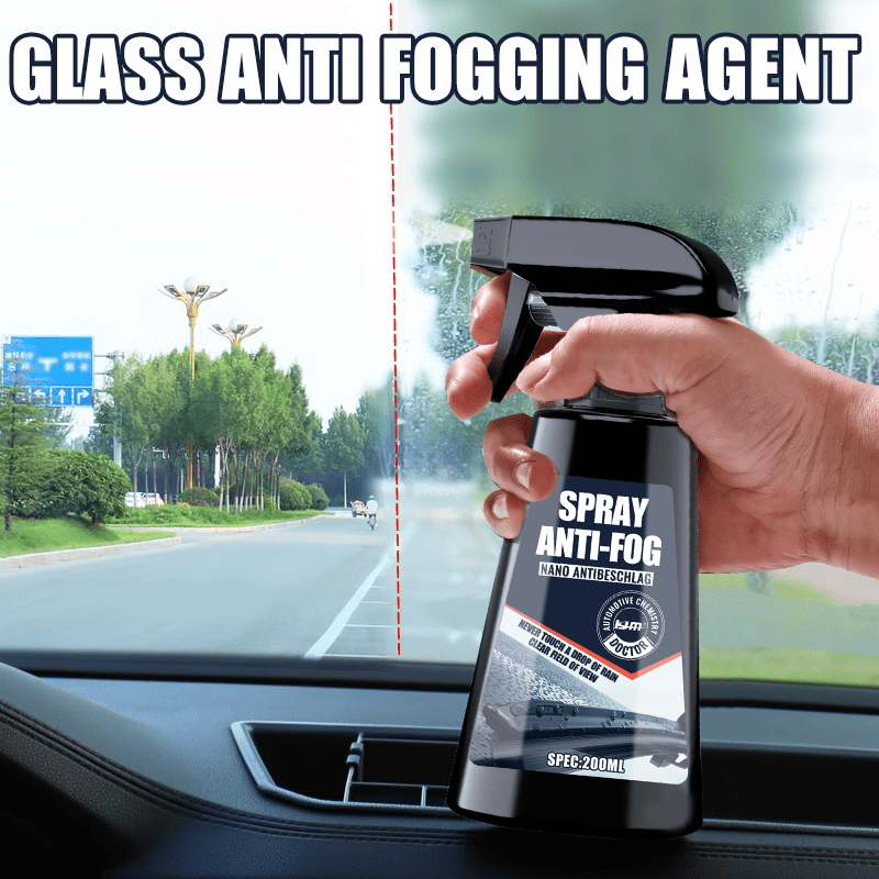 Anti-Fog Spray for Car Windshield & Helmet – Long-Lasting Defogging Agent for Glass, Mirrors & Visor, Improves Clarity | 6.76oz + Microfiber Towel