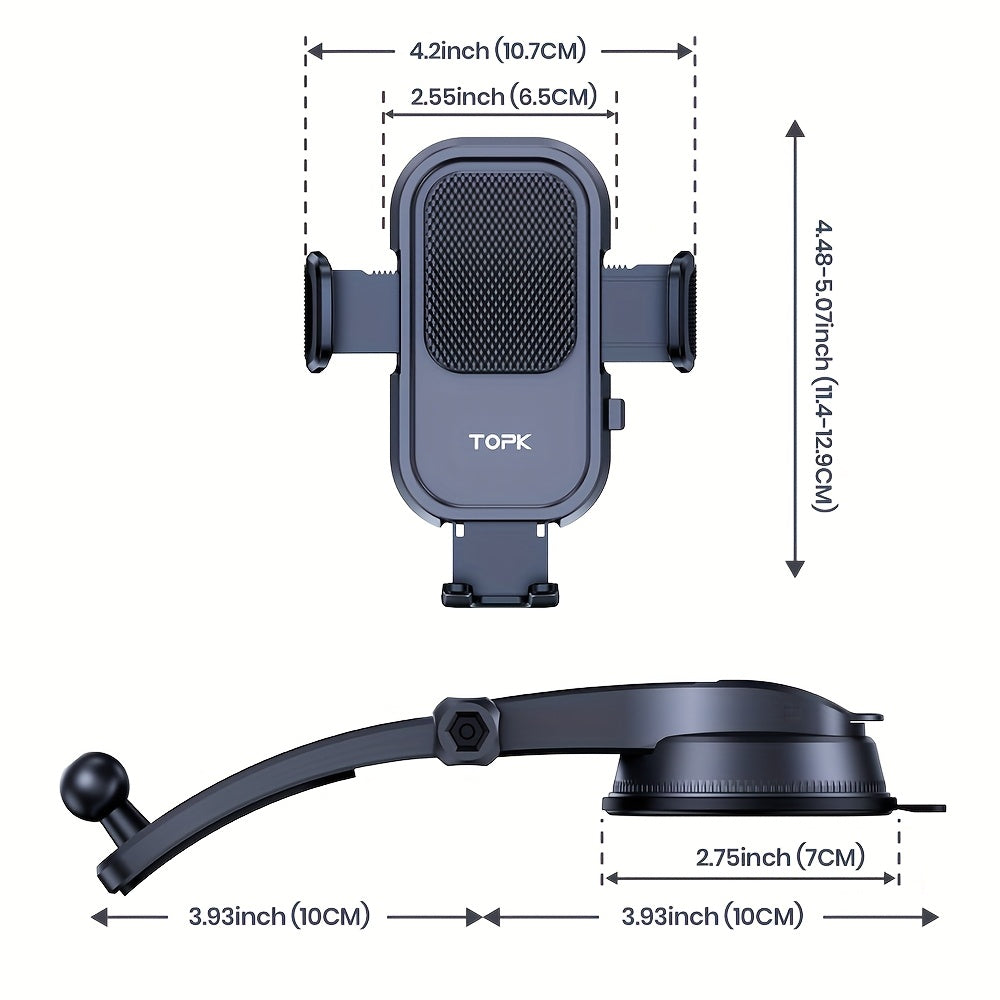 Car Dashboard Phone Holder Mount – Adjustable 360° Vertical & Horizontal, Strong Adhesive Base, Universal Fit for All Smartphones