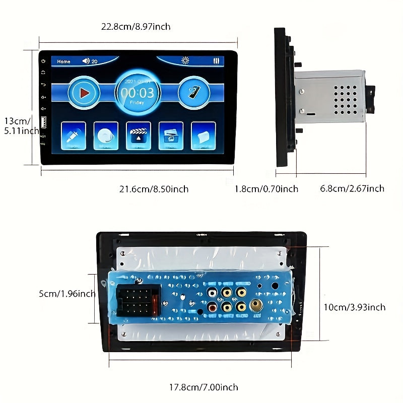 Car Stereo 1 DIN 9-Inch HD Touch Screen MP5 Player with Mirror Link, FM, AUX, Rear View Camera & External Microphone, Universal Car Radio Receiver
