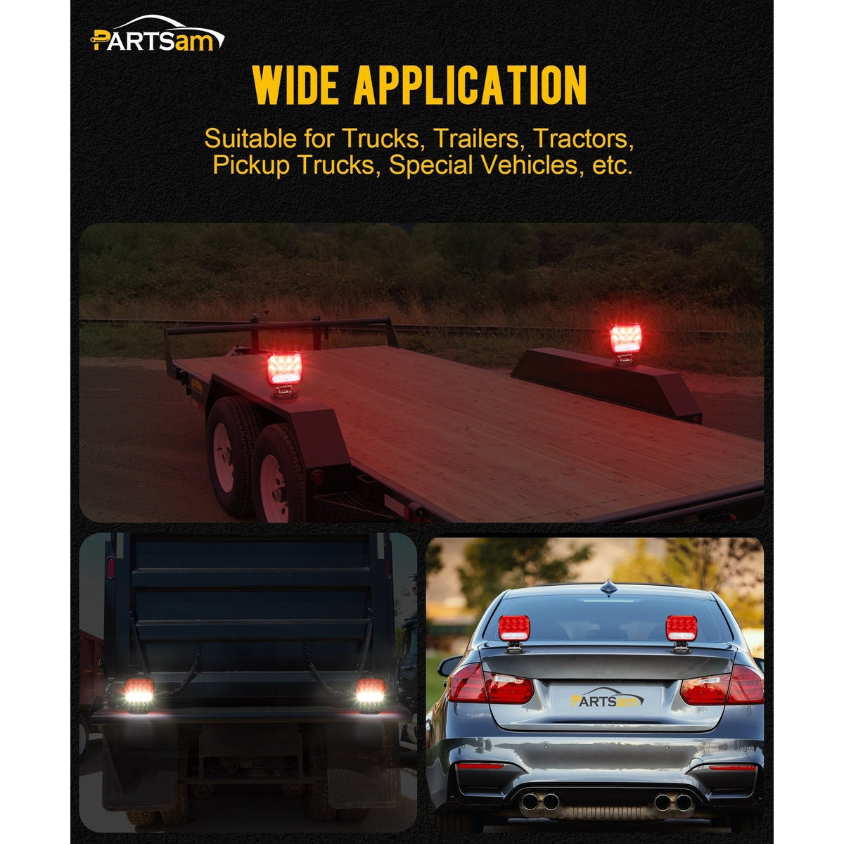 Wireless Magnetic Trailer Lights Kit 26 LED Stop Turn Brake Reverse 7-Pin Plug 12-24V IPX5 Waterproof for Trucks Trailers Towing