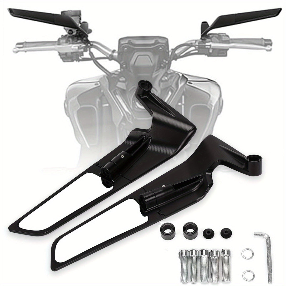 Motorcycle Rearview Mirrors Adjustable Wind Wing Side Mirrors 360° Rotation Compatible with Kawasaki Z400 Z650 Z900 KTM 390 Duke 1290 Super Duke R Street Bikes