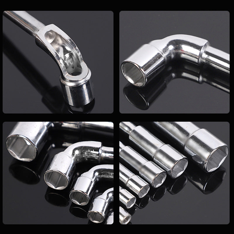 6pc Hex Socket Wrench Set | Mirror Perforated Wrench L-Shaped Elbow & Double-Head Hexagon Socket Pipe Wrench Kit