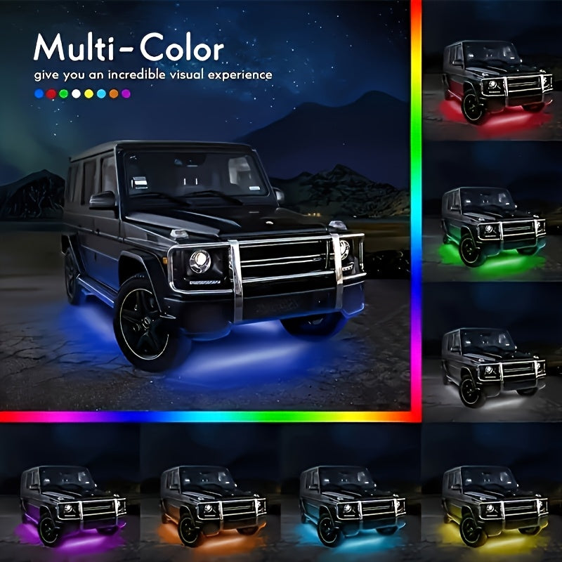 RGB LED Car Underglow Light Strip Kit, 35-47 Inch Neon Underbody Lights for SUV ATV UTV RZR Off-Road, Music Sync Voice Control App & Remote, Hardwired 12V, Exterior Ambient Lighting